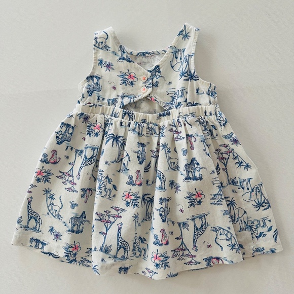 Carter’s 9 Months Baby Girl Linen Blend Dress Safari Animals NWT Spring … - Picture 5 of 7